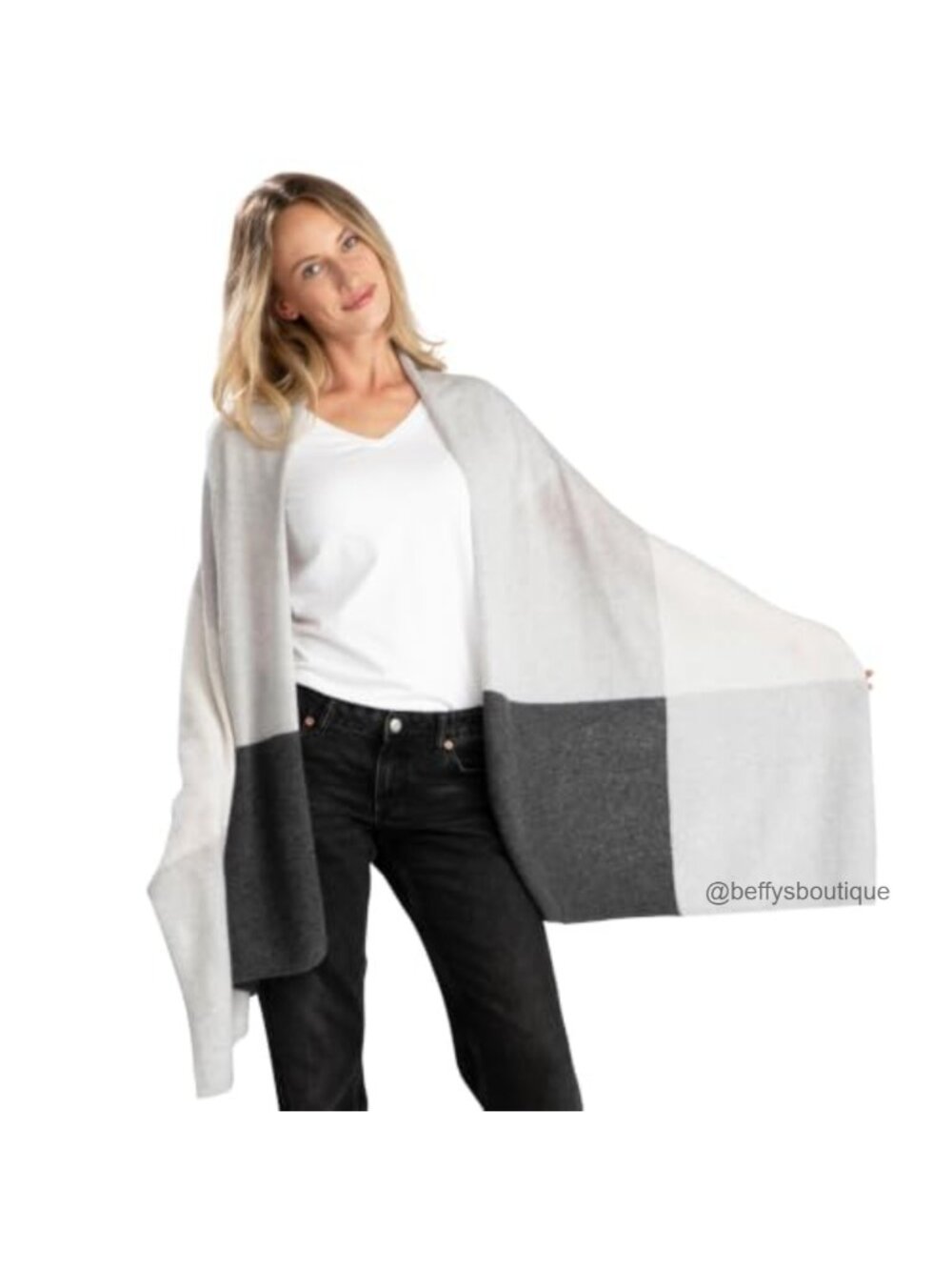 100% Cashmere Lightweight Travel Wrap Scarf Shawl Colorblock 72x28